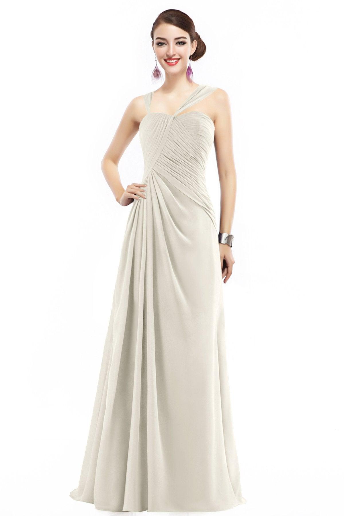 Sheath Floor Length Chiffon Bridesmaid Dress COZF1401F - COCOMELODY