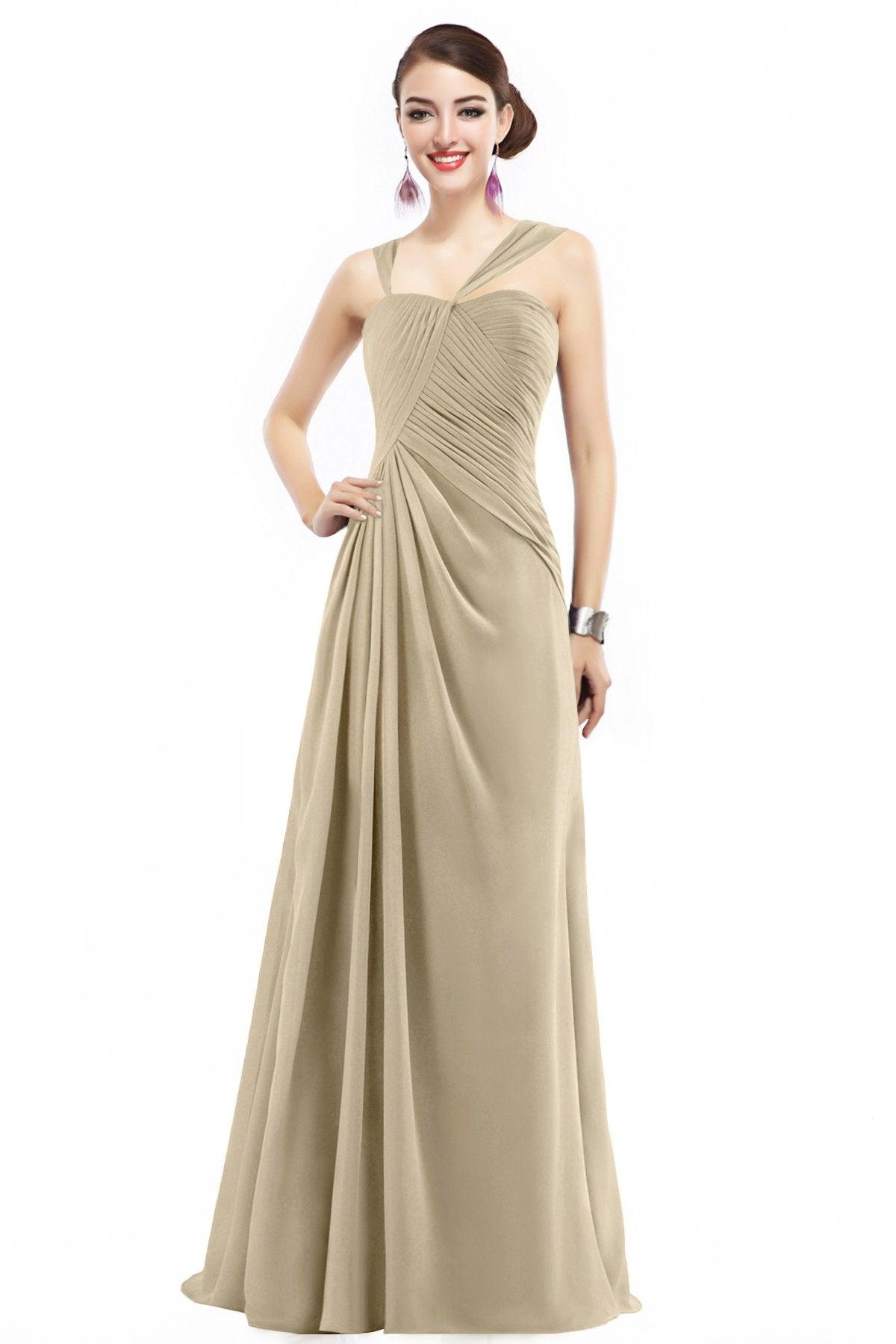 Sheath Floor Length Chiffon Bridesmaid Dress COZF1401F - COCOMELODY