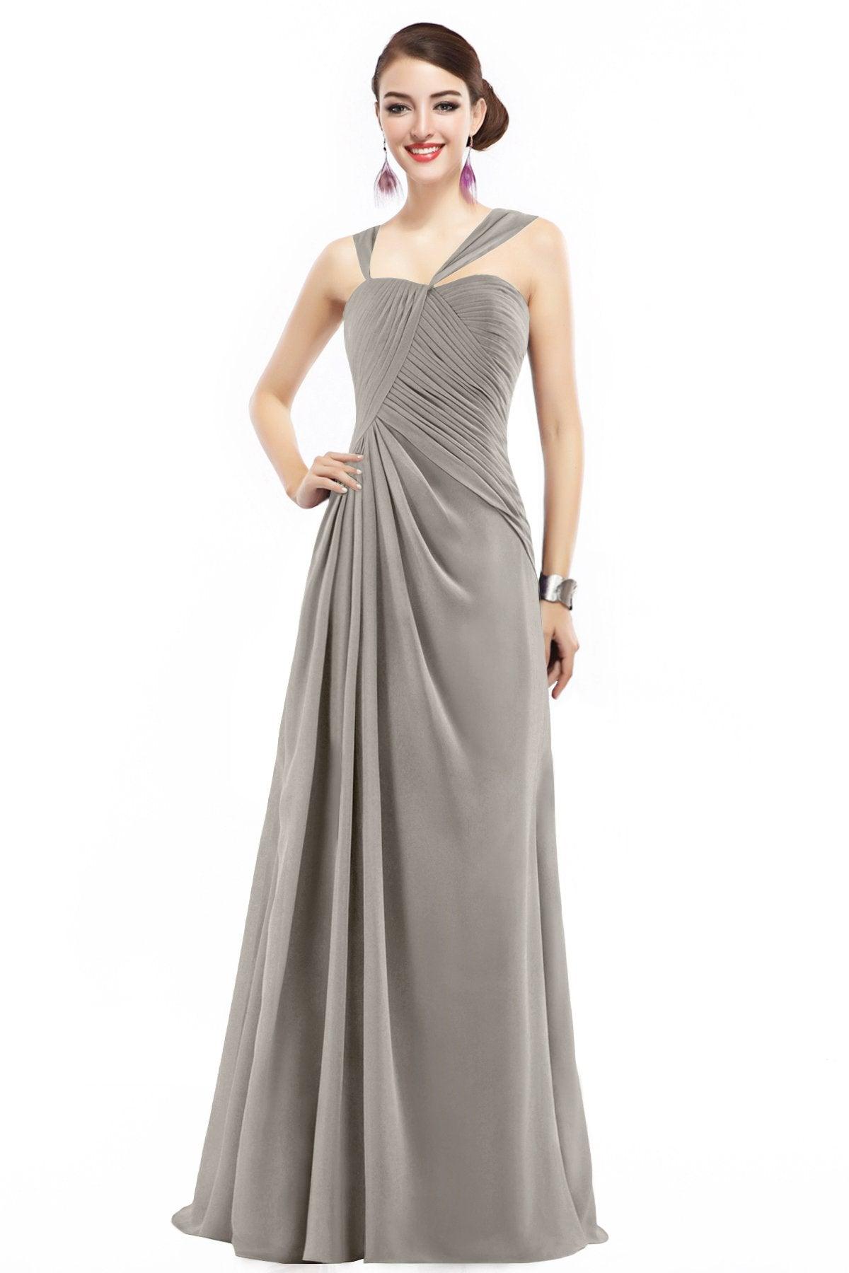 Sheath Floor Length Chiffon Bridesmaid Dress COZF1401F - COCOMELODY