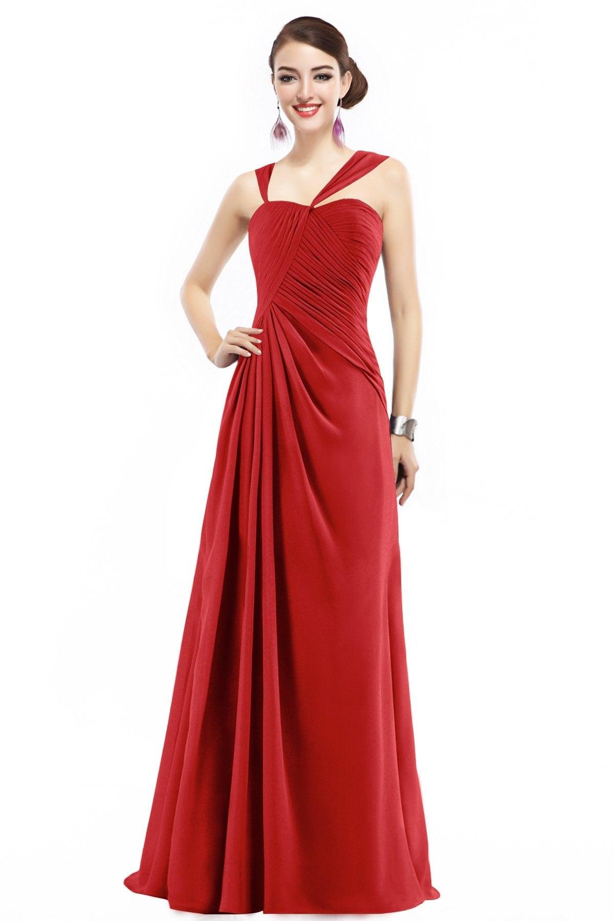 Sheath Floor Length Chiffon Bridesmaid Dress COZF1401F - COCOMELODY