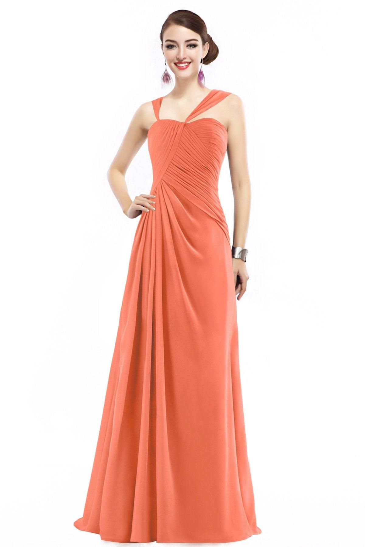 Sheath Floor Length Chiffon Bridesmaid Dress COZF1401F - COCOMELODY
