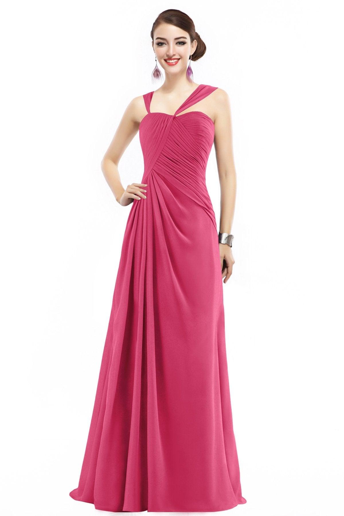Sheath Floor Length Chiffon Bridesmaid Dress COZF1401F - COCOMELODY