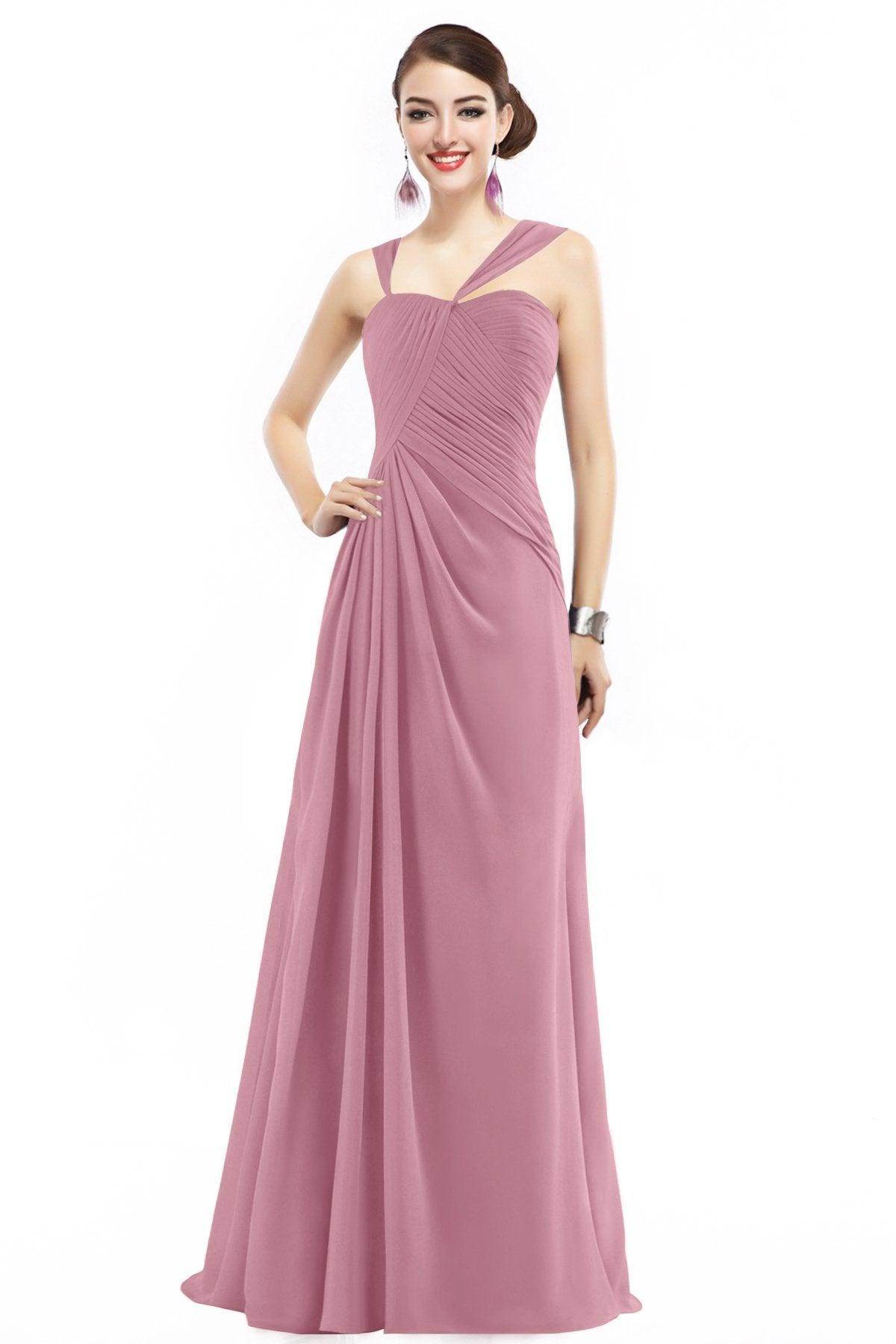 Sheath Floor Length Chiffon Bridesmaid Dress COZF1401F - COCOMELODY