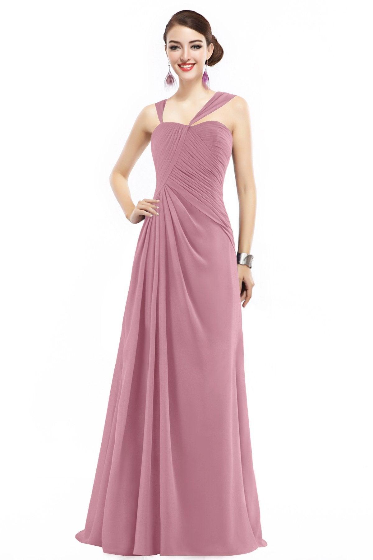Sheath Floor Length Chiffon Bridesmaid Dress COZF1401F - COCOMELODY