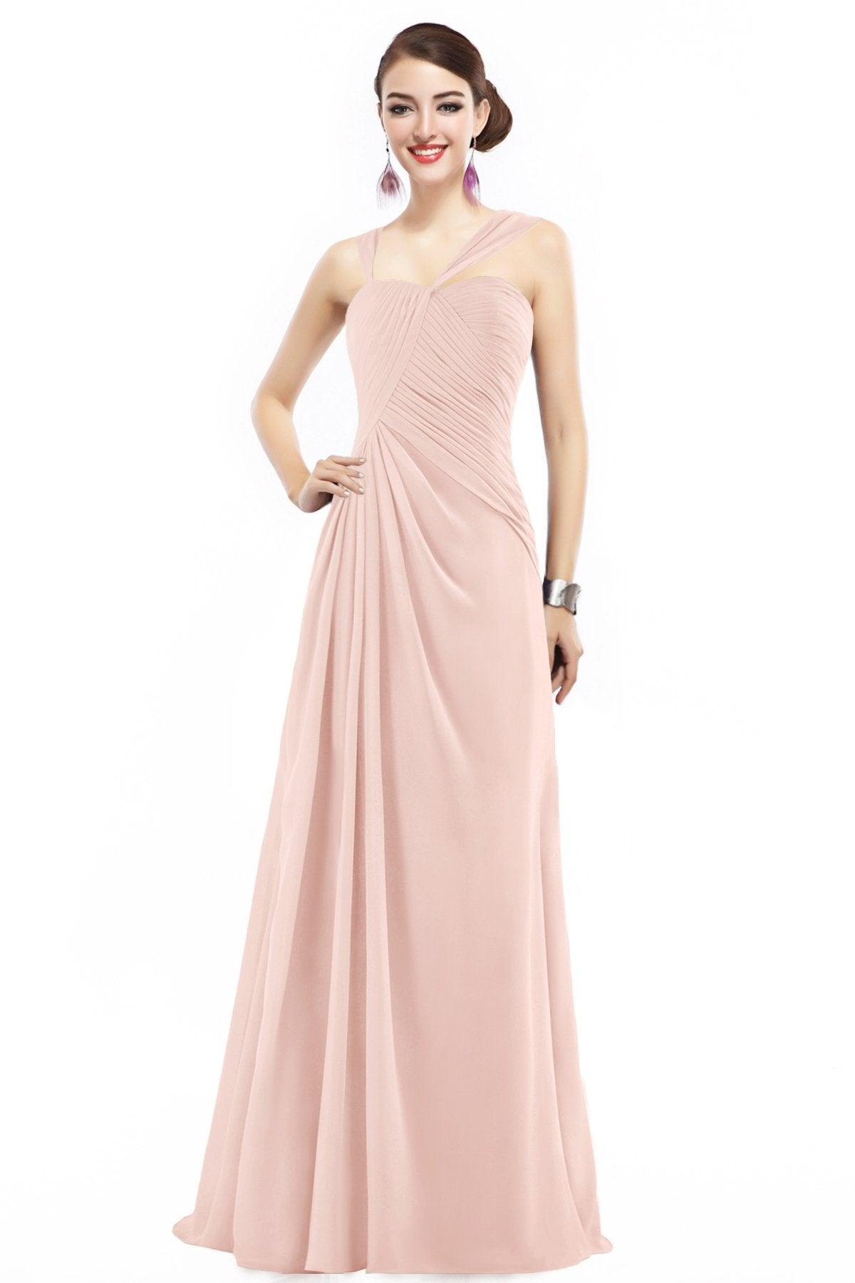 Sheath Floor Length Chiffon Bridesmaid Dress COZF1401F - COCOMELODY