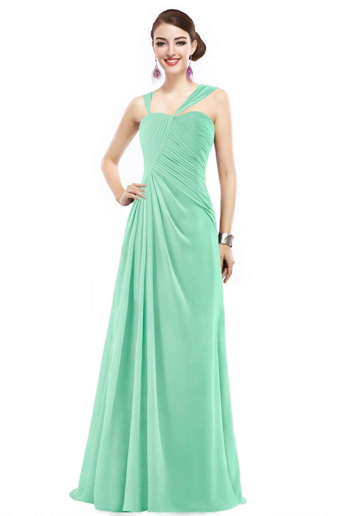 Sheath Floor Length Chiffon Bridesmaid Dress COZF1401F - COCOMELODY