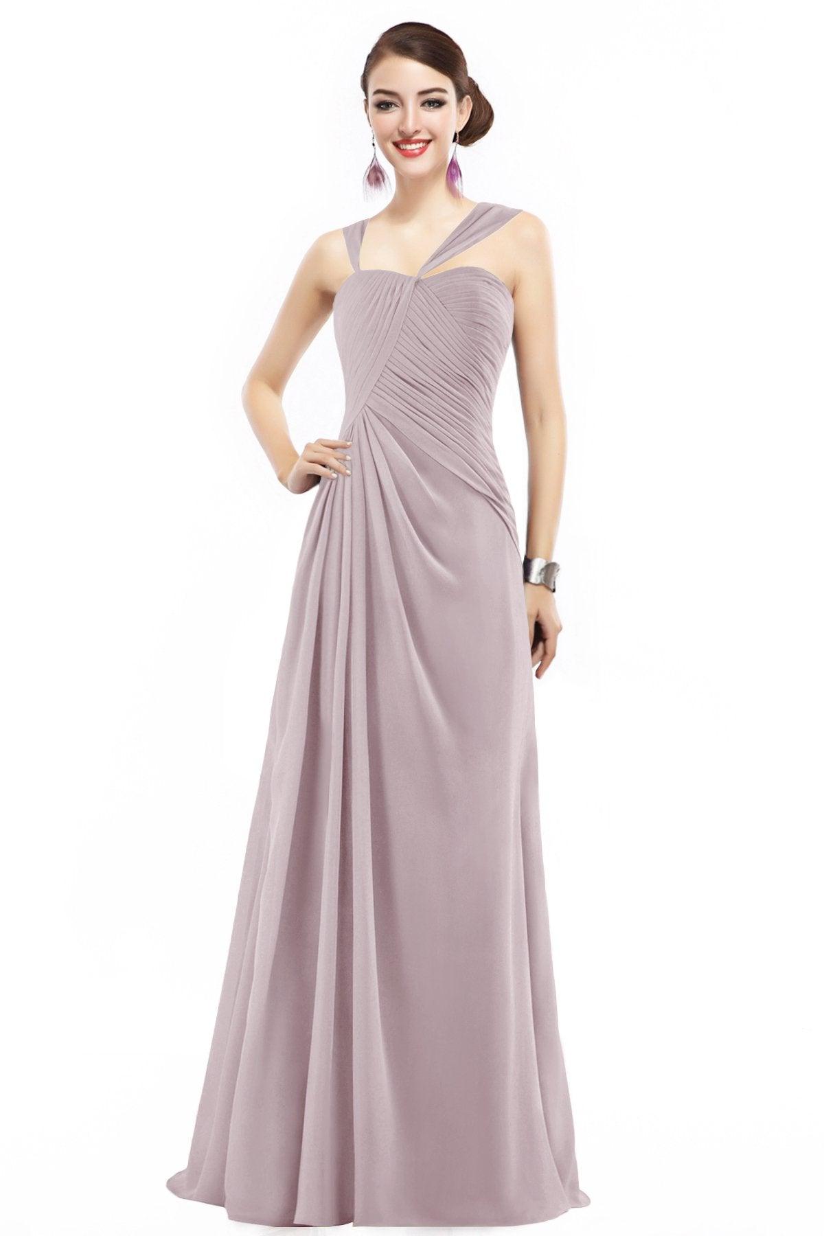Sheath Floor Length Chiffon Bridesmaid Dress COZF1401F - COCOMELODY