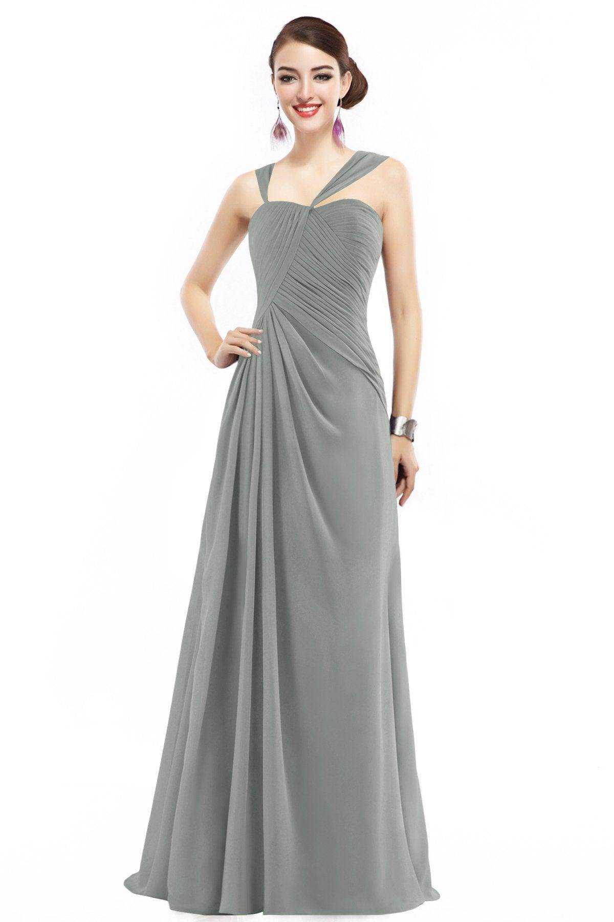 Sheath Floor Length Chiffon Bridesmaid Dress COZF1401F - COCOMELODY