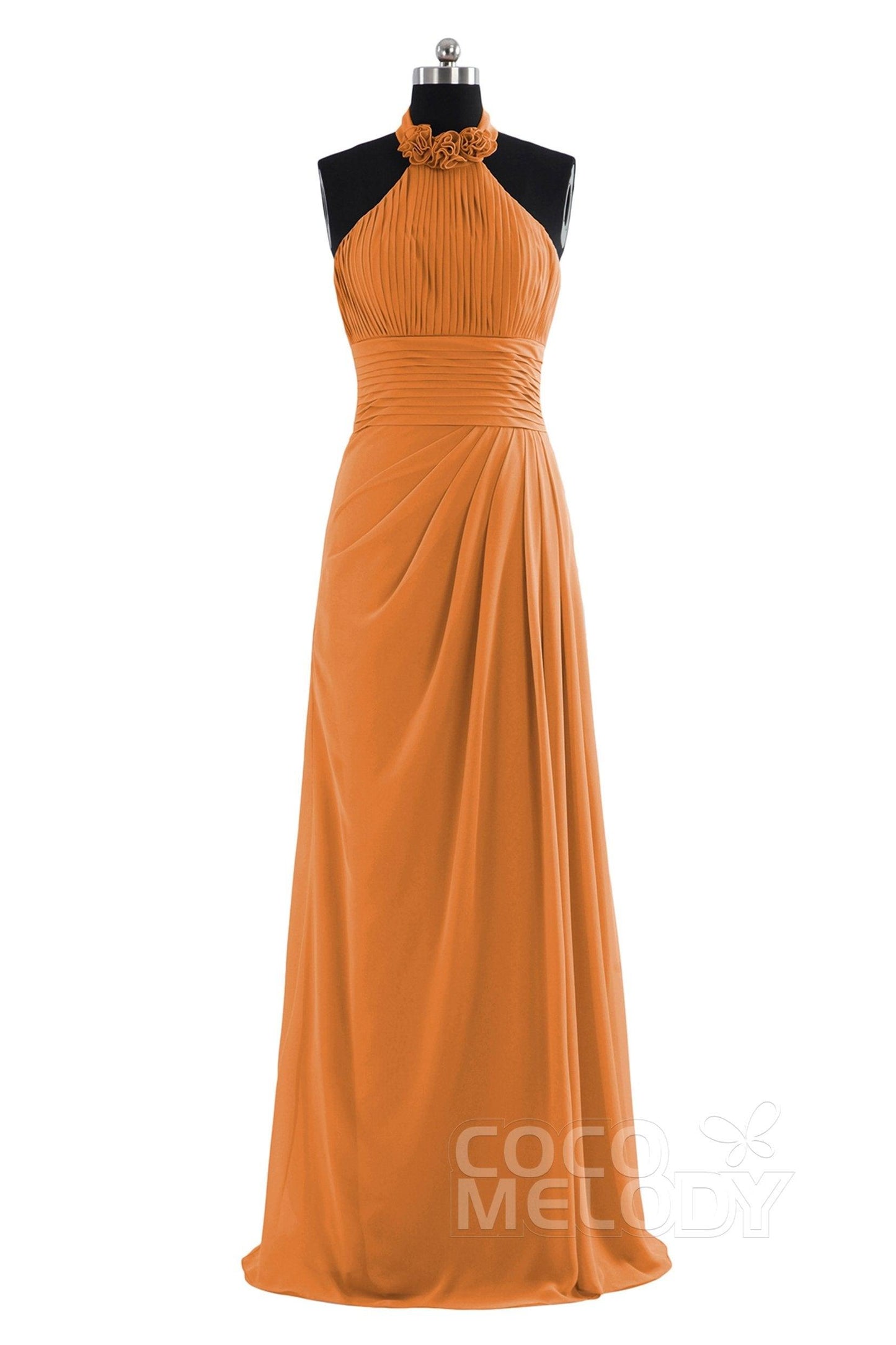 Sheath Floor Length Chiffon Bridesmaid Dress COZF14020 - COCOMELODY