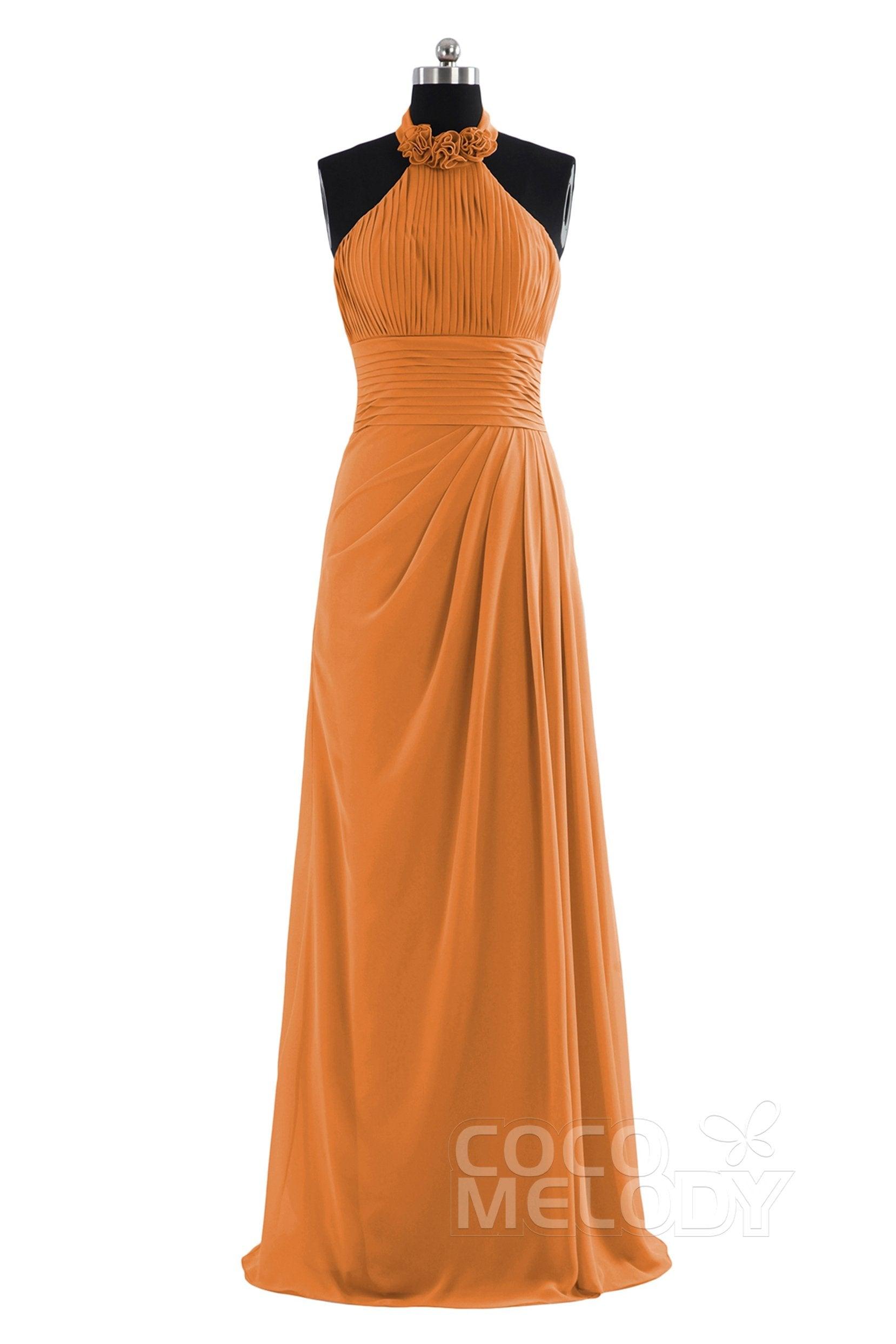 Sheath Floor Length Chiffon Bridesmaid Dress COZF14020 - COCOMELODY