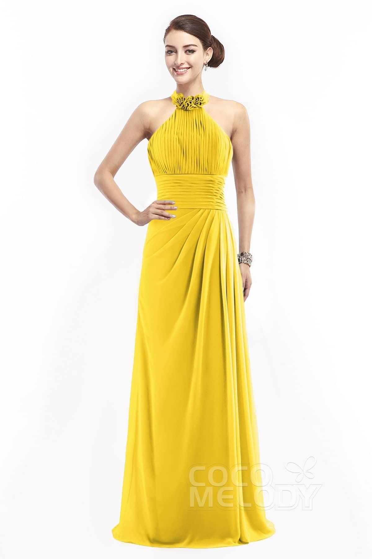 Sheath Floor Length Chiffon Bridesmaid Dress COZF14020 - COCOMELODY
