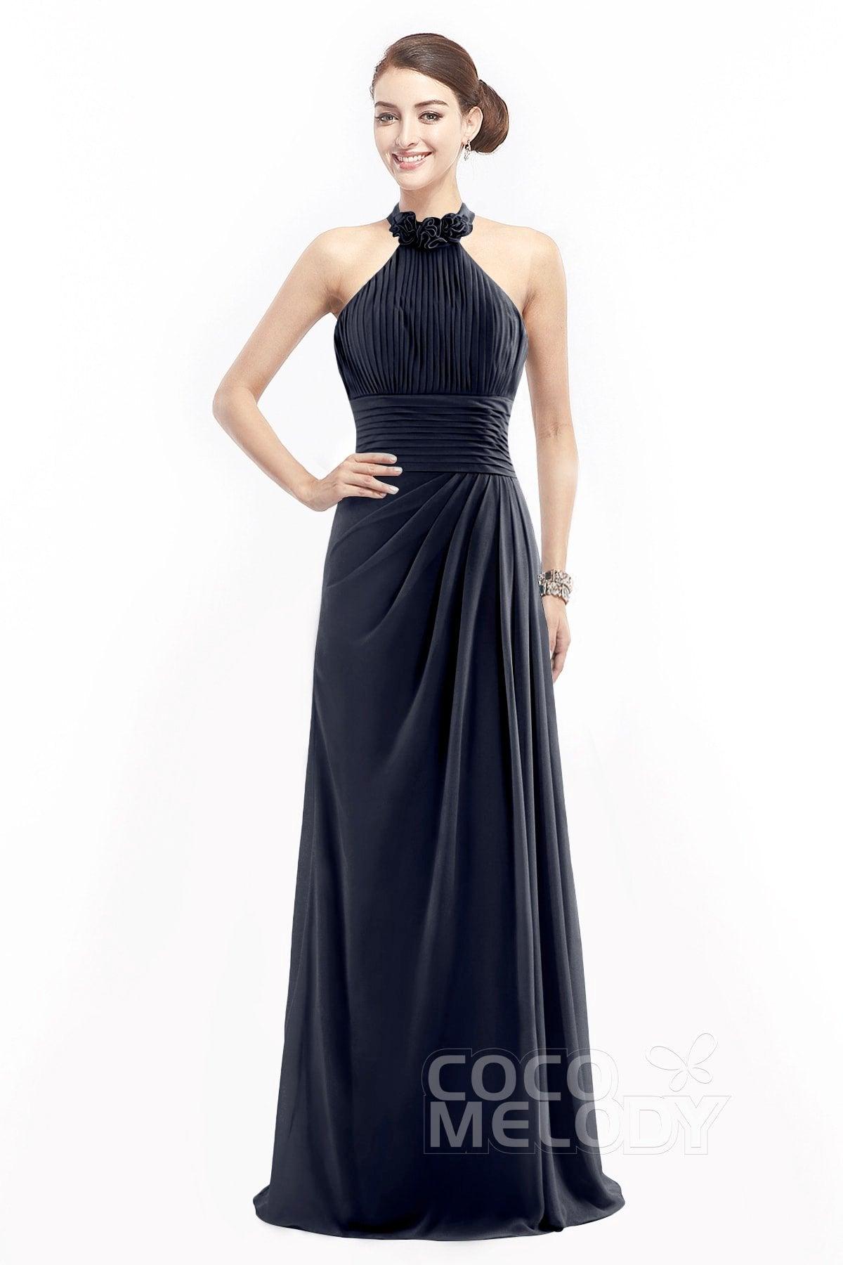 Sheath Floor Length Chiffon Bridesmaid Dress COZF14020 - COCOMELODY