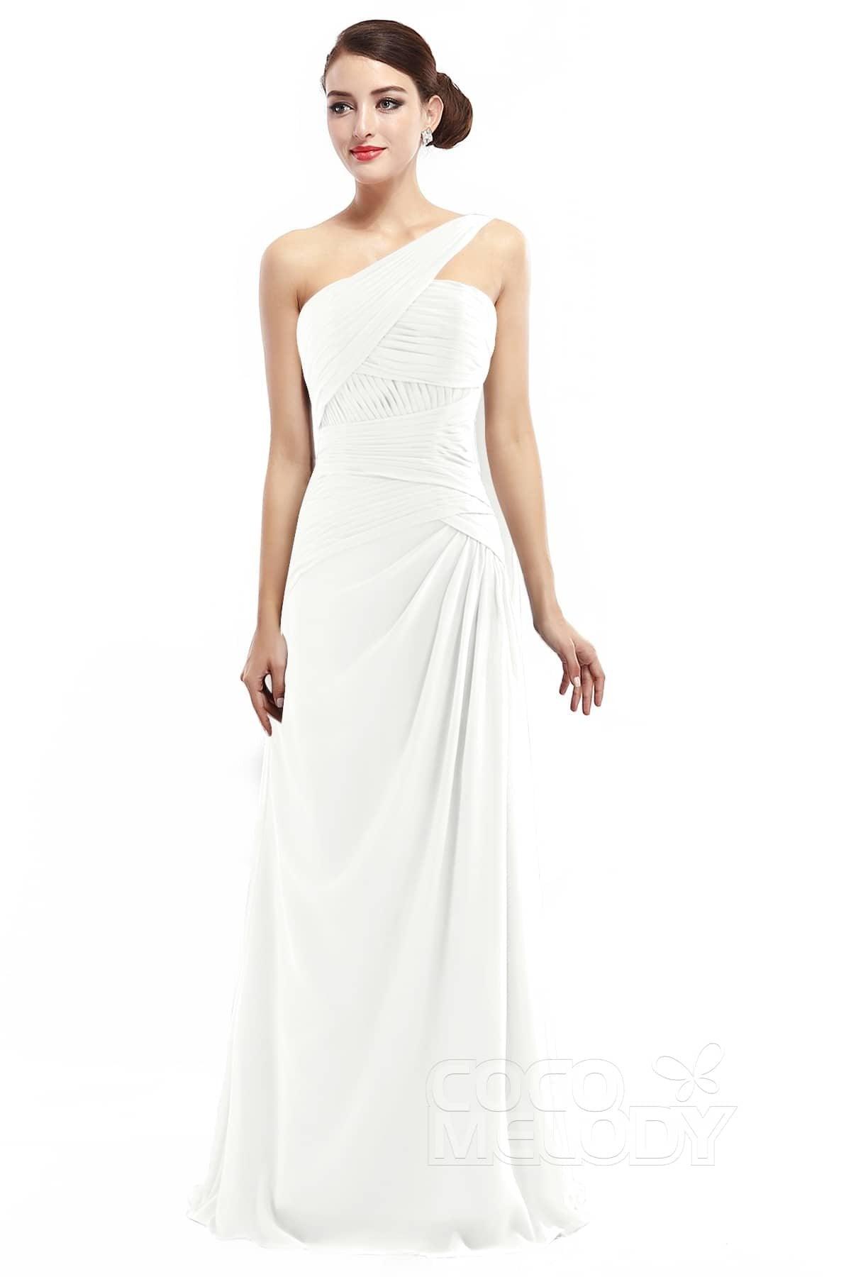 Sheath Floor Length Chiffon Bridesmaid Dress COZF14021 - COCOMELODY