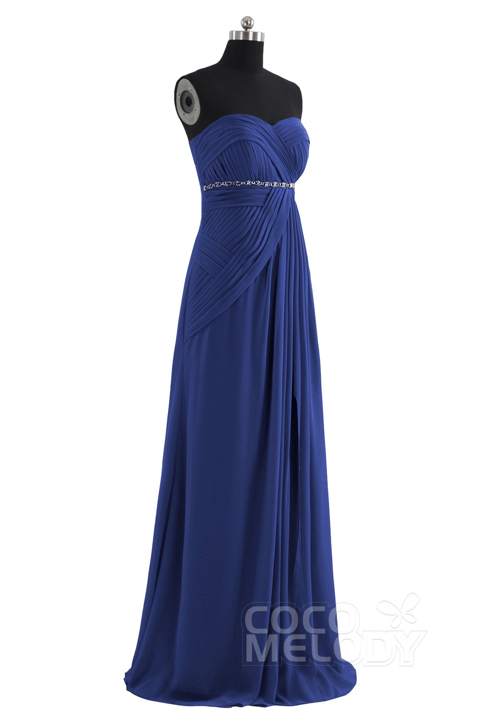 Sheath Floor Length Chiffon Bridesmaid Dress COZF14022 - COCOMELODY