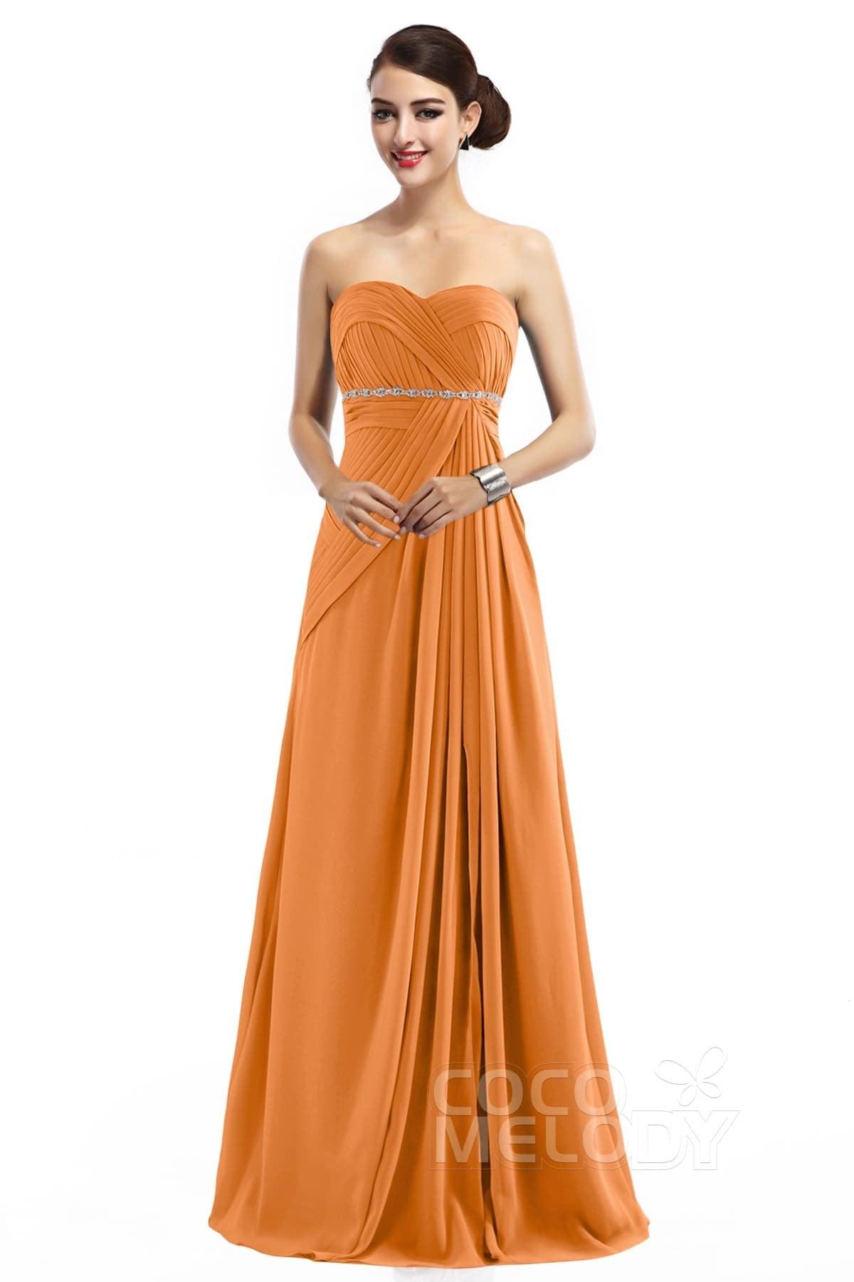 Sheath Floor Length Chiffon Bridesmaid Dress COZF14022 - COCOMELODY