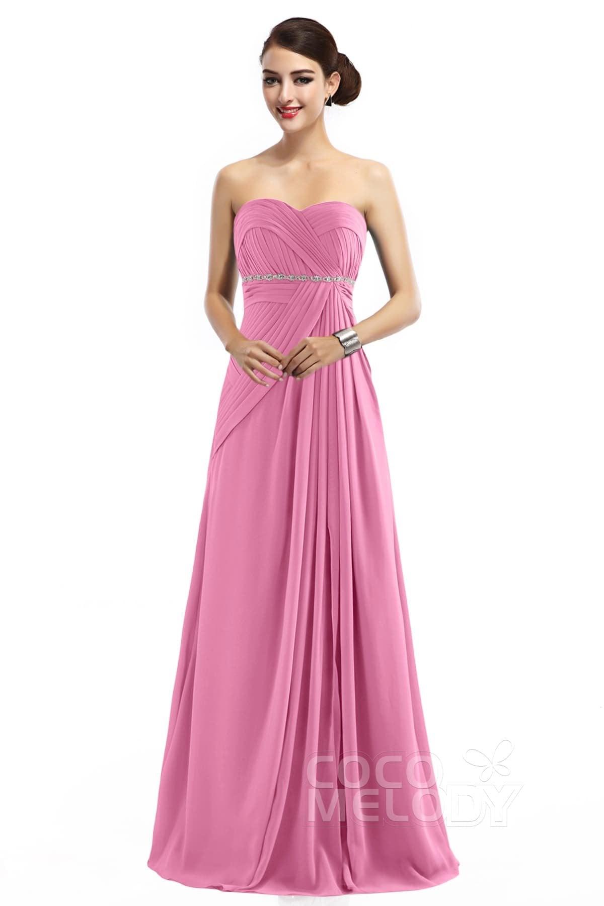 Sheath Floor Length Chiffon Bridesmaid Dress COZF14022 - COCOMELODY