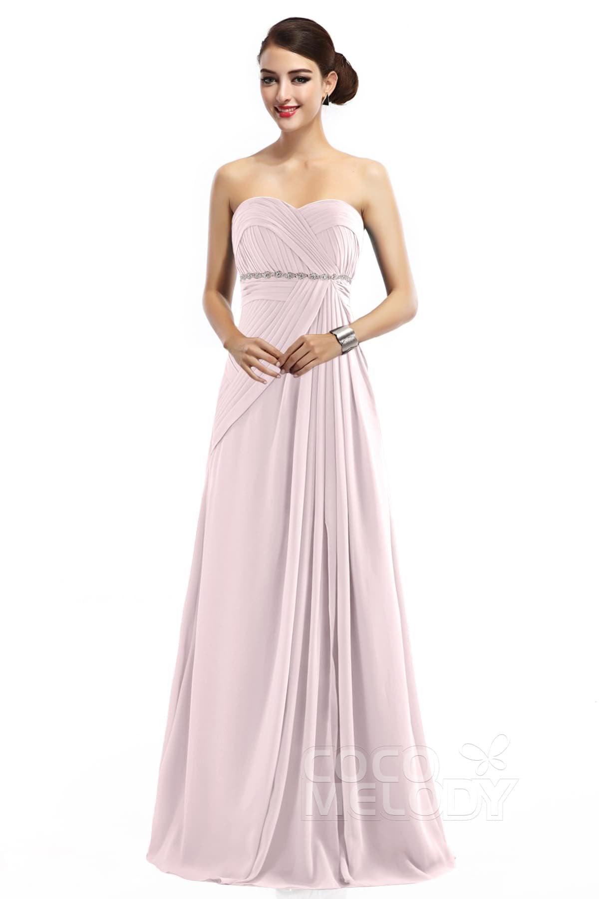 Sheath Floor Length Chiffon Bridesmaid Dress COZF14022 - COCOMELODY