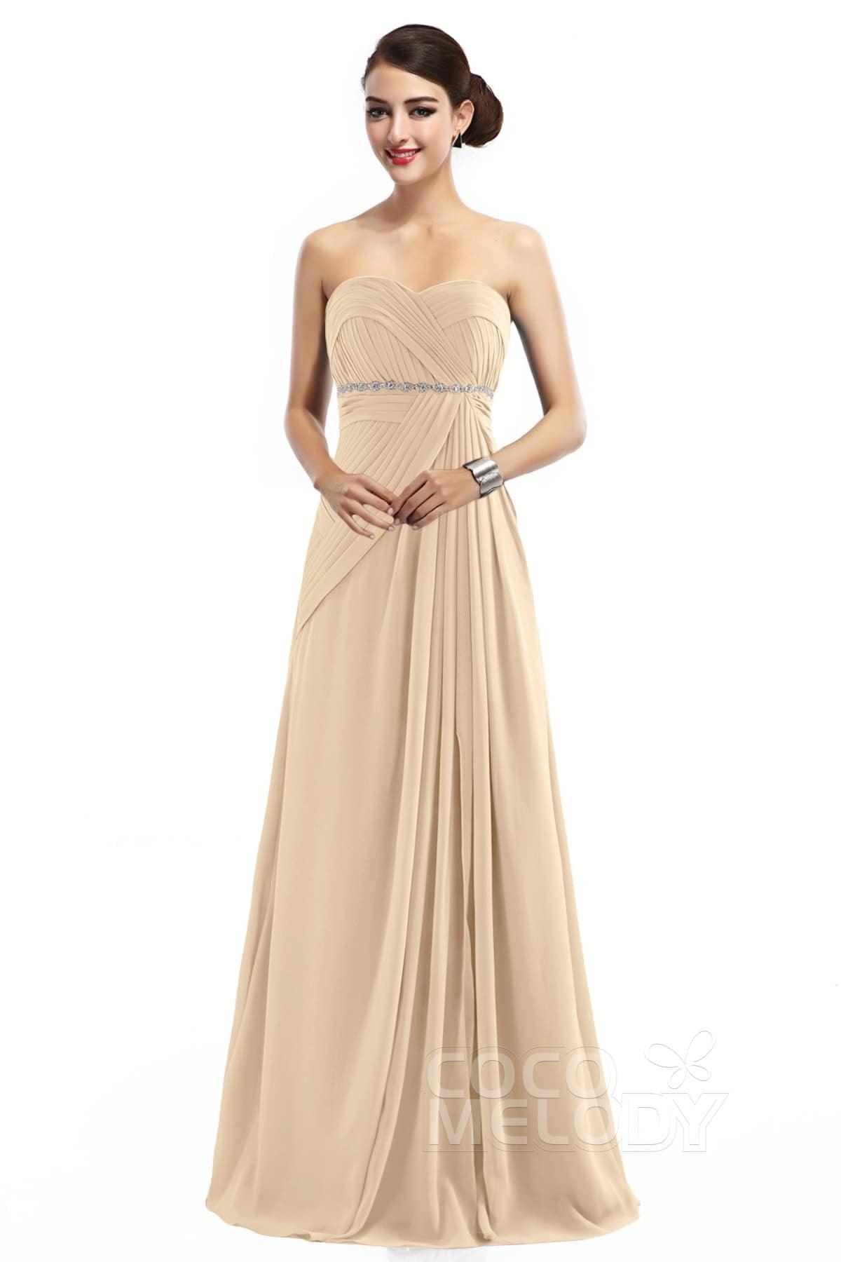 Sheath Floor Length Chiffon Bridesmaid Dress COZF14022 - COCOMELODY