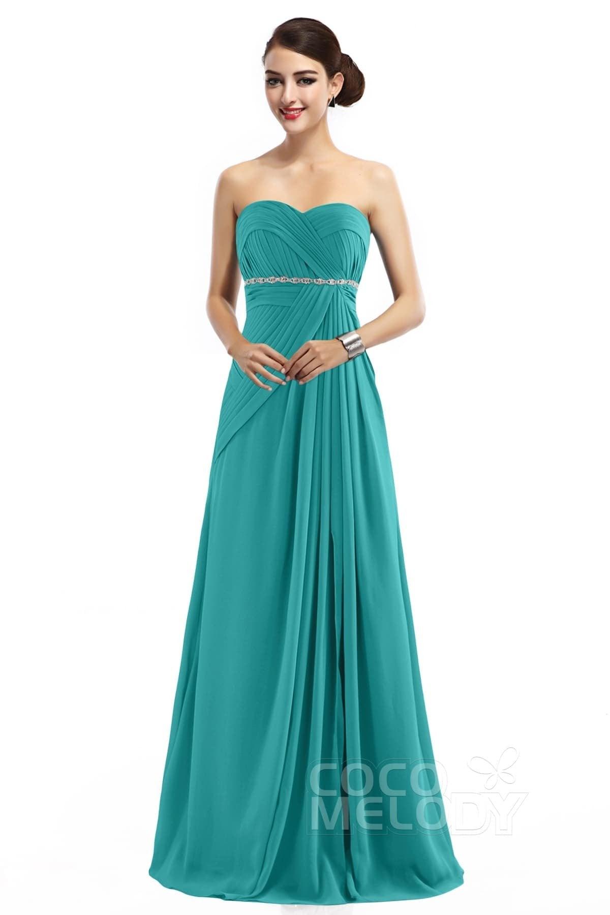 Sheath Floor Length Chiffon Bridesmaid Dress COZF14022 - COCOMELODY