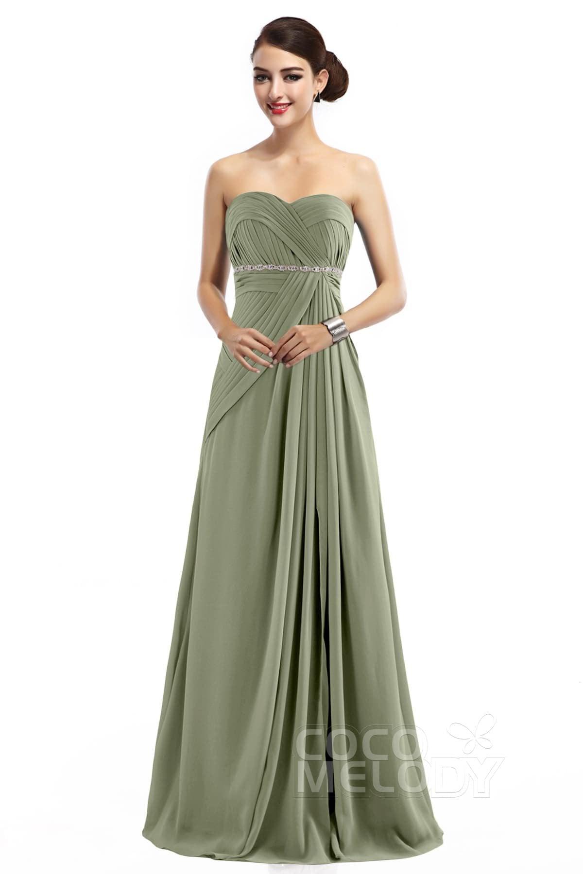 Sheath Floor Length Chiffon Bridesmaid Dress COZF14022 - COCOMELODY