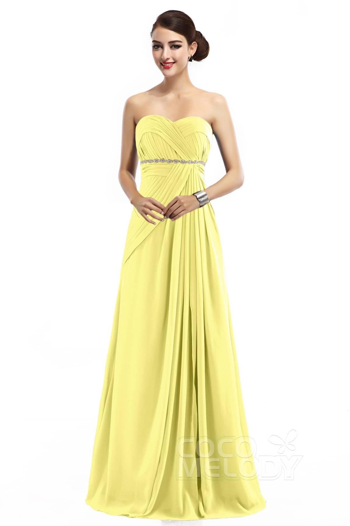 Sheath Floor Length Chiffon Bridesmaid Dress COZF14022 - COCOMELODY