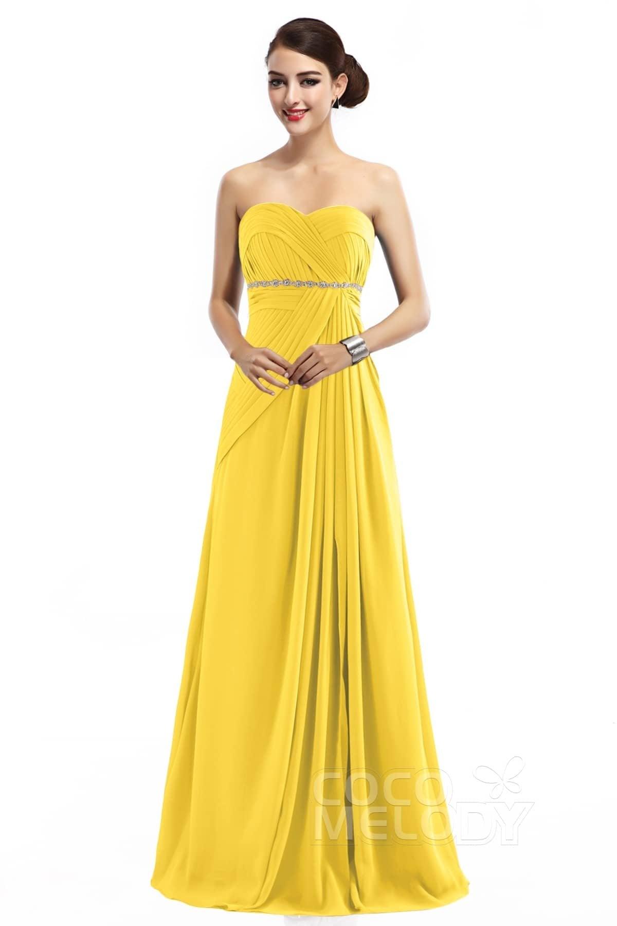 Sheath Floor Length Chiffon Bridesmaid Dress COZF14022 - COCOMELODY