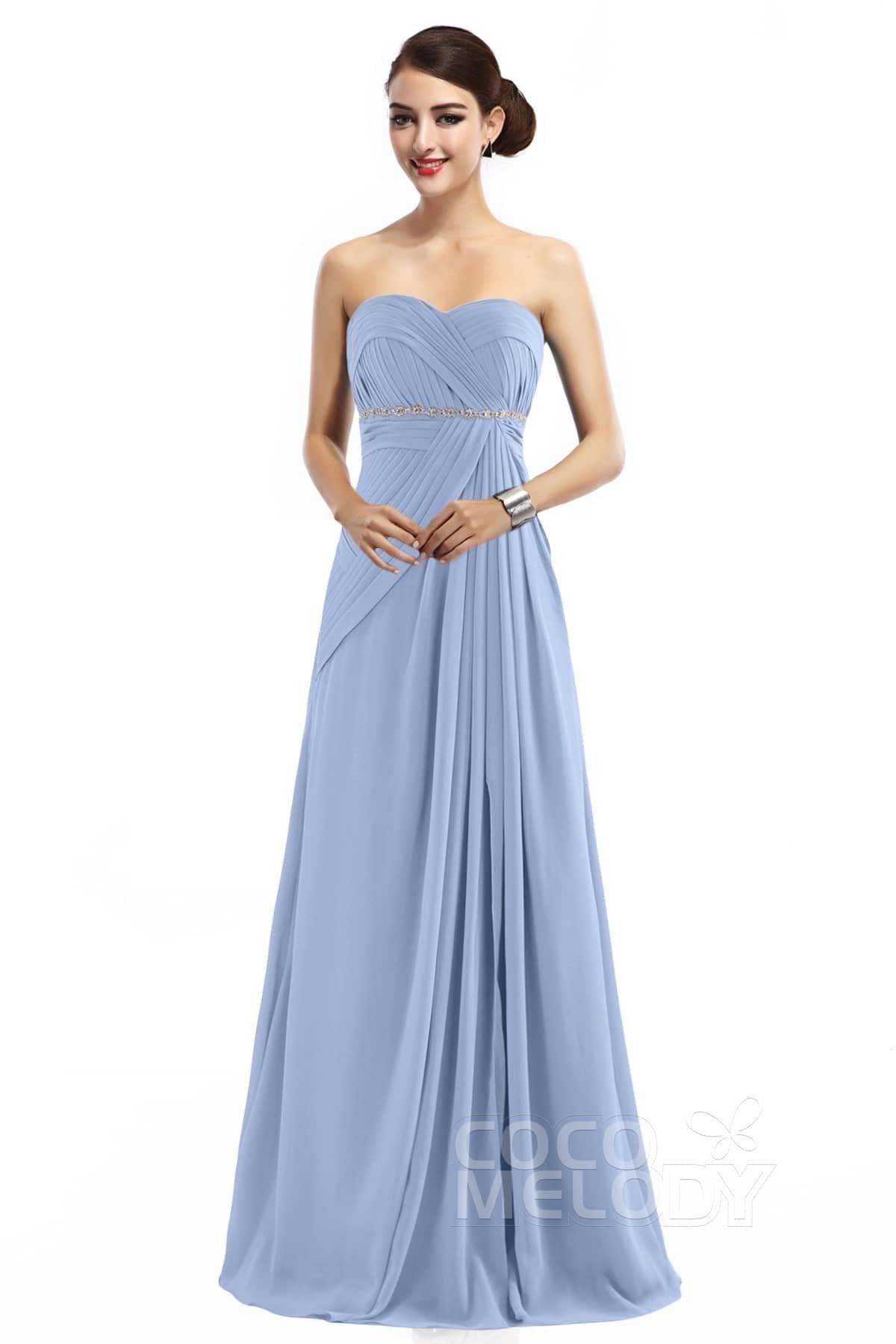 Sheath Floor Length Chiffon Bridesmaid Dress COZF14022 - COCOMELODY