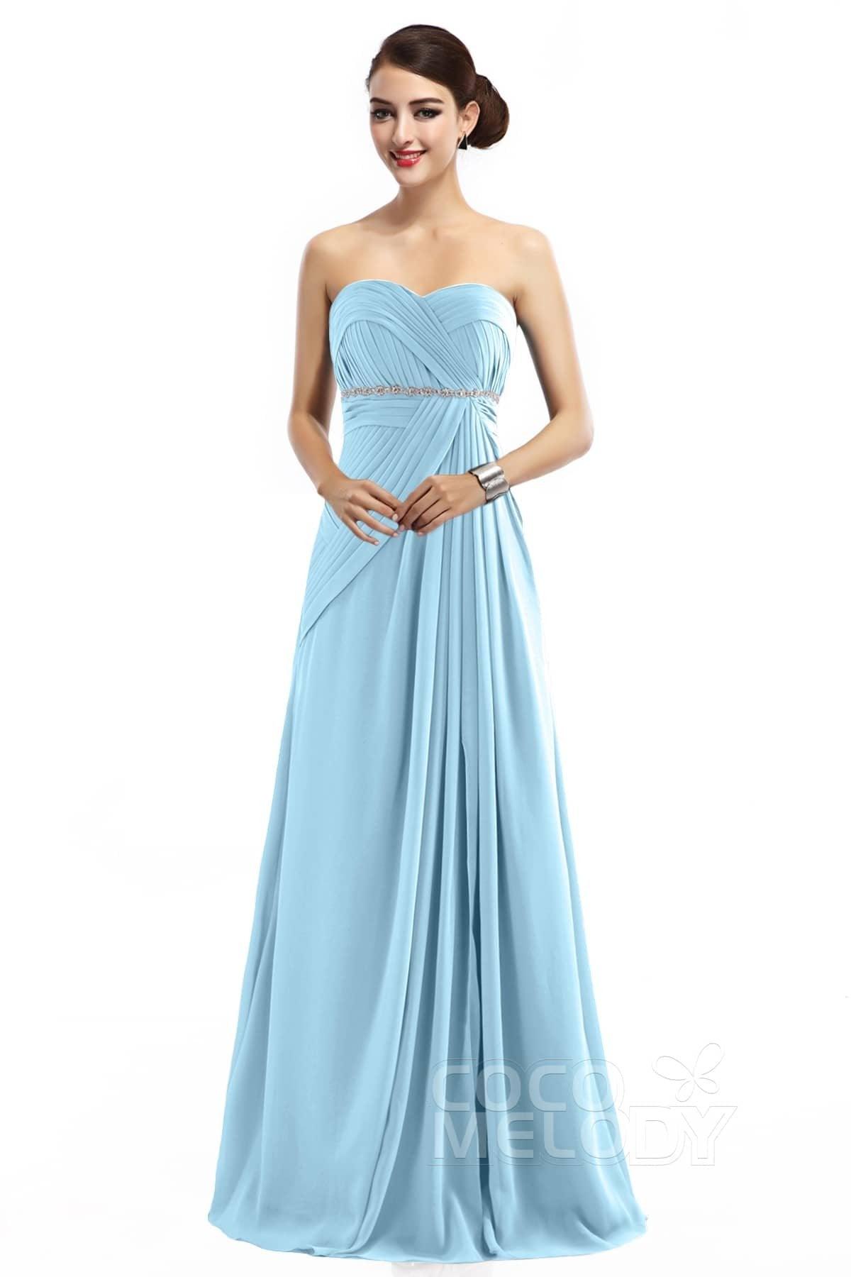 Sheath Floor Length Chiffon Bridesmaid Dress COZF14022 - COCOMELODY