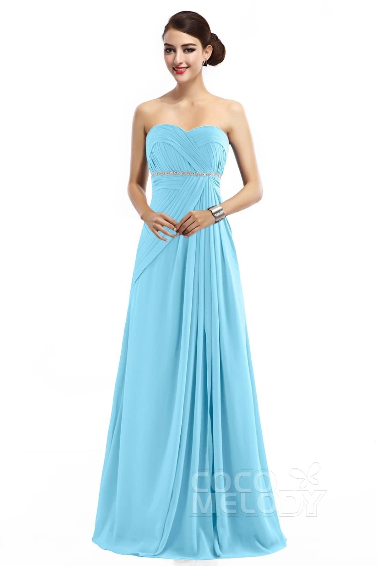Sheath Floor Length Chiffon Bridesmaid Dress COZF14022 - COCOMELODY