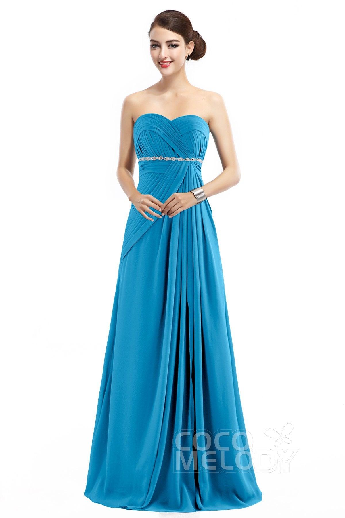Sheath Floor Length Chiffon Bridesmaid Dress COZF14022 - COCOMELODY