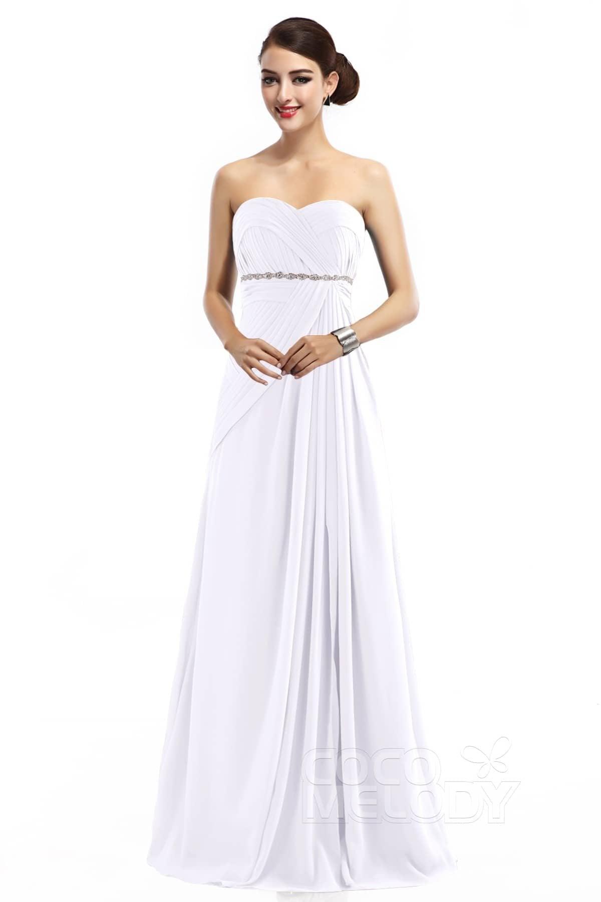 Sheath Floor Length Chiffon Bridesmaid Dress COZF14022 - COCOMELODY