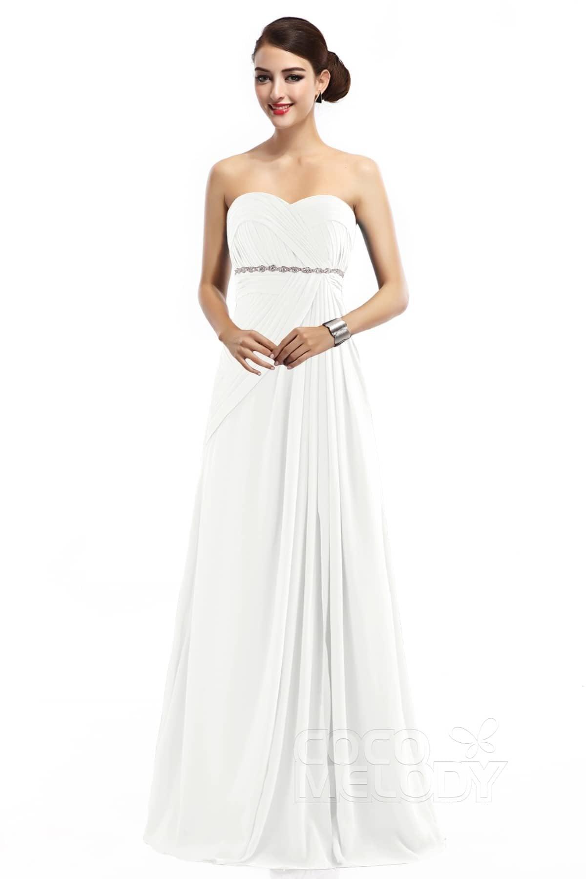 Sheath Floor Length Chiffon Bridesmaid Dress COZF14022 - COCOMELODY