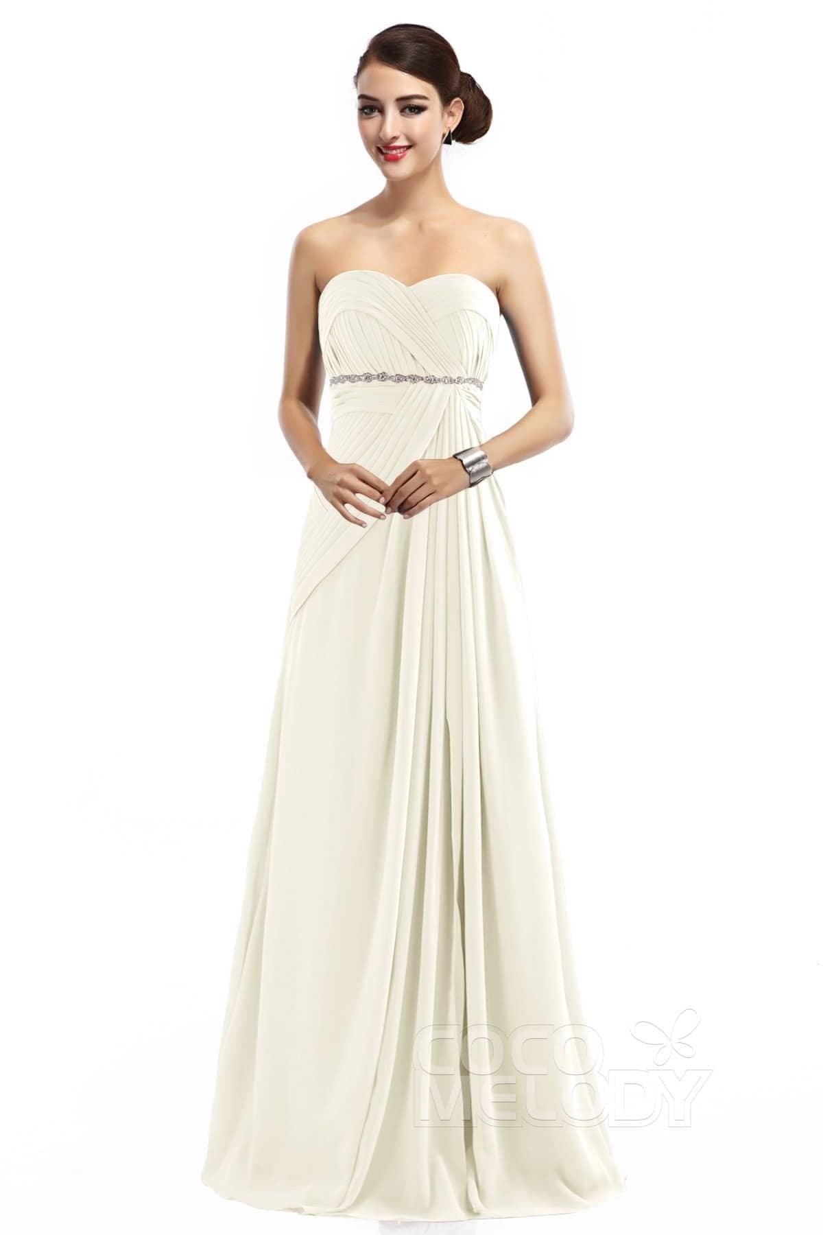 Sheath Floor Length Chiffon Bridesmaid Dress COZF14022 - COCOMELODY