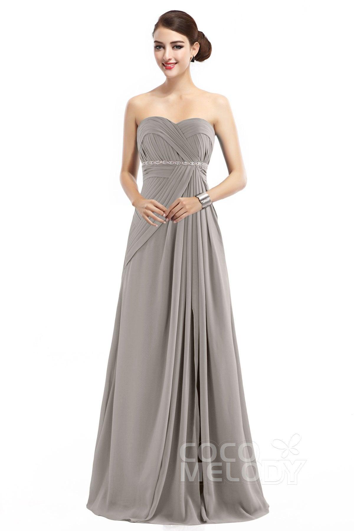 Sheath Floor Length Chiffon Bridesmaid Dress COZF14022 - COCOMELODY