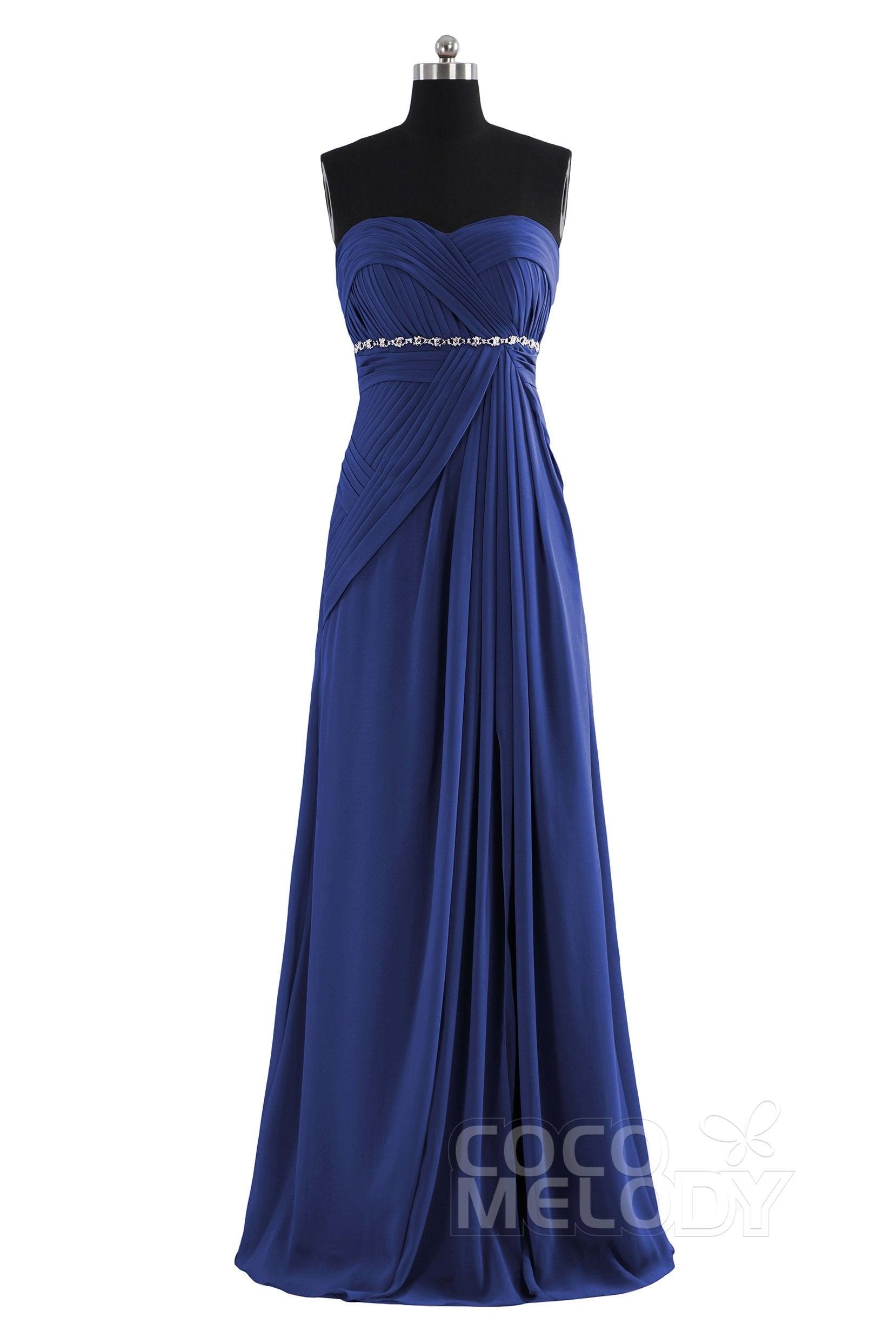 Sheath Floor Length Chiffon Bridesmaid Dress COZF14022 - COCOMELODY