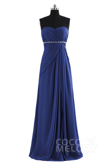 Sheath Floor Length Chiffon Bridesmaid Dress COZF14022 - COCOMELODY