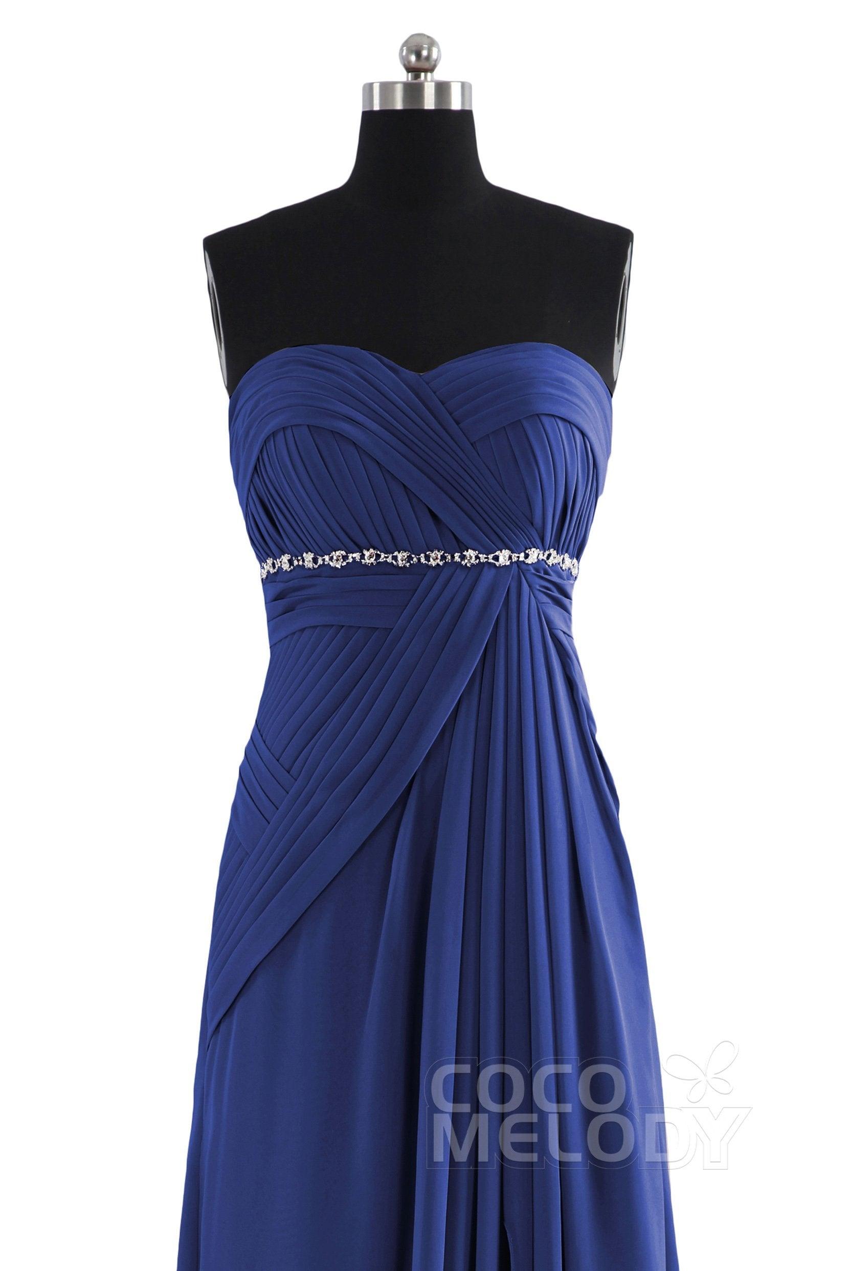 Sheath Floor Length Chiffon Bridesmaid Dress COZF14022 - COCOMELODY