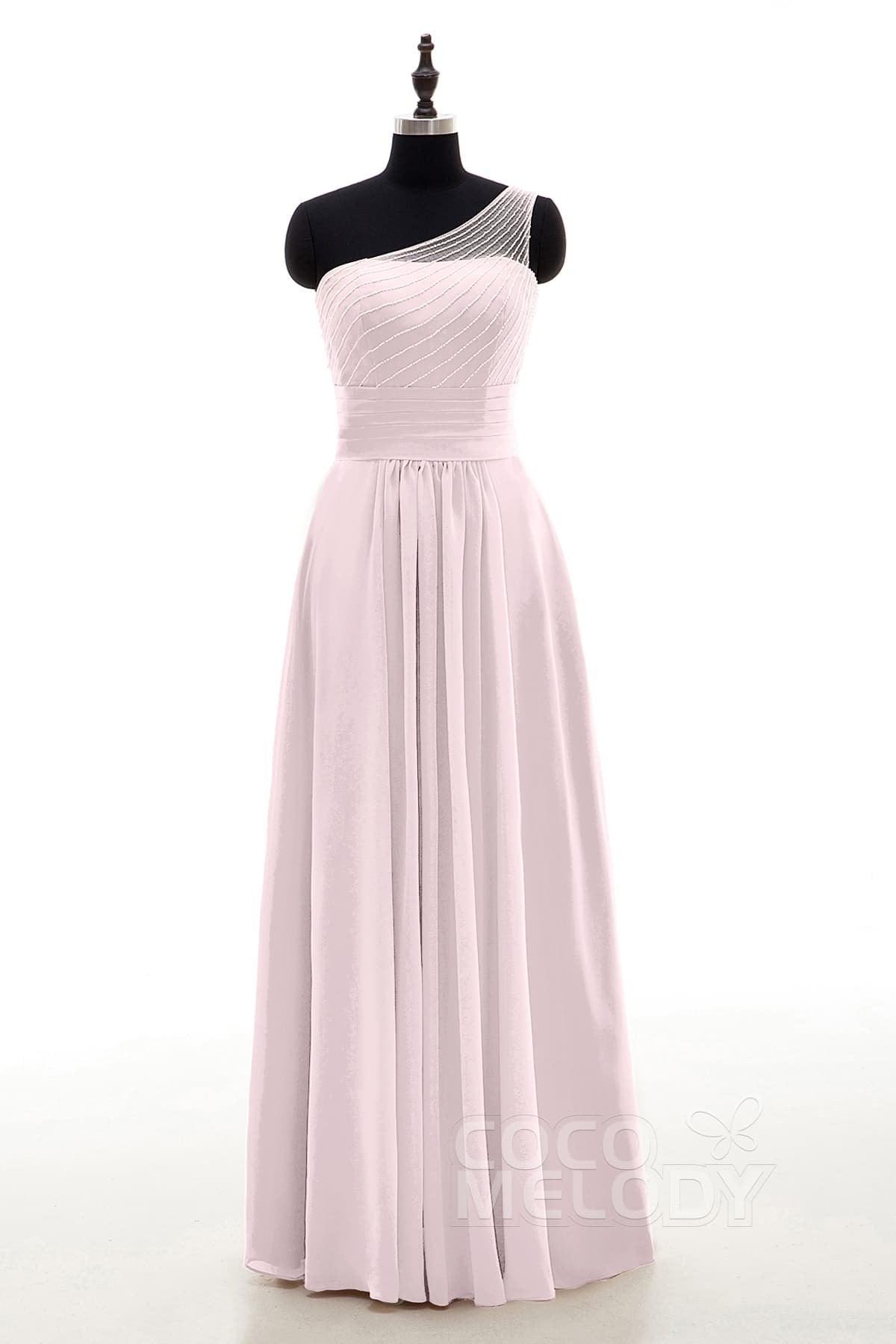 Sheath Floor Length Chiffon Bridesmaid Dress COZF1409A - COCOMELODY