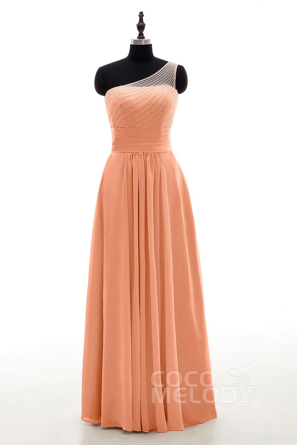 Sheath Floor Length Chiffon Bridesmaid Dress COZF1409A - COCOMELODY