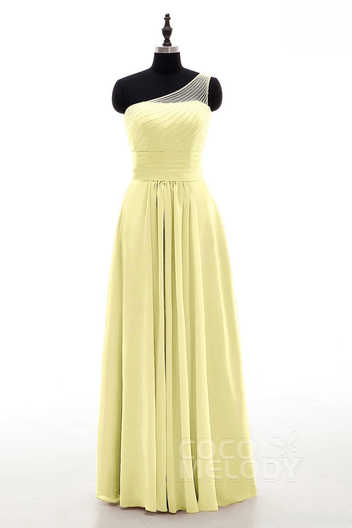 Sheath Floor Length Chiffon Bridesmaid Dress COZF1409A - COCOMELODY