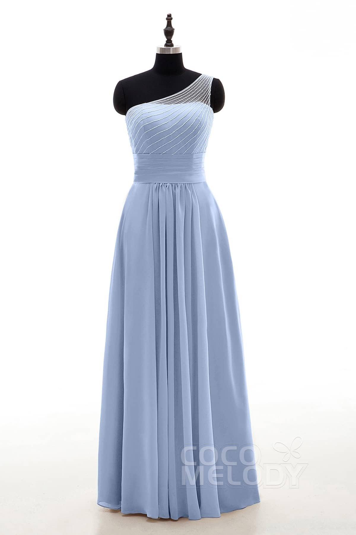 Sheath Floor Length Chiffon Bridesmaid Dress COZF1409A - COCOMELODY