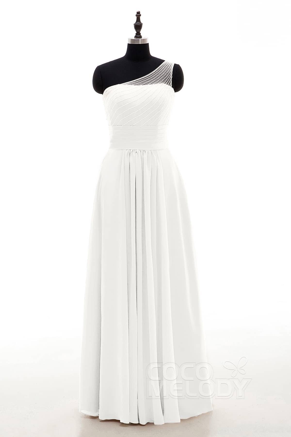 Sheath Floor Length Chiffon Bridesmaid Dress COZF1409A - COCOMELODY