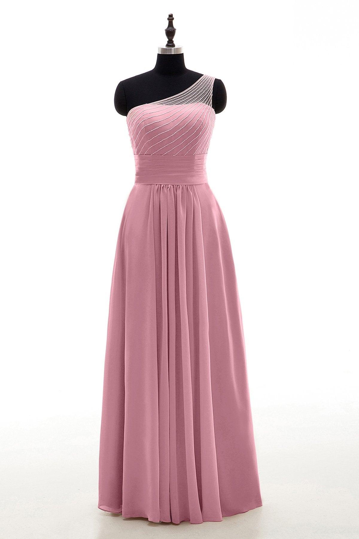 Sheath Floor Length Chiffon Bridesmaid Dress COZF1409A - COCOMELODY