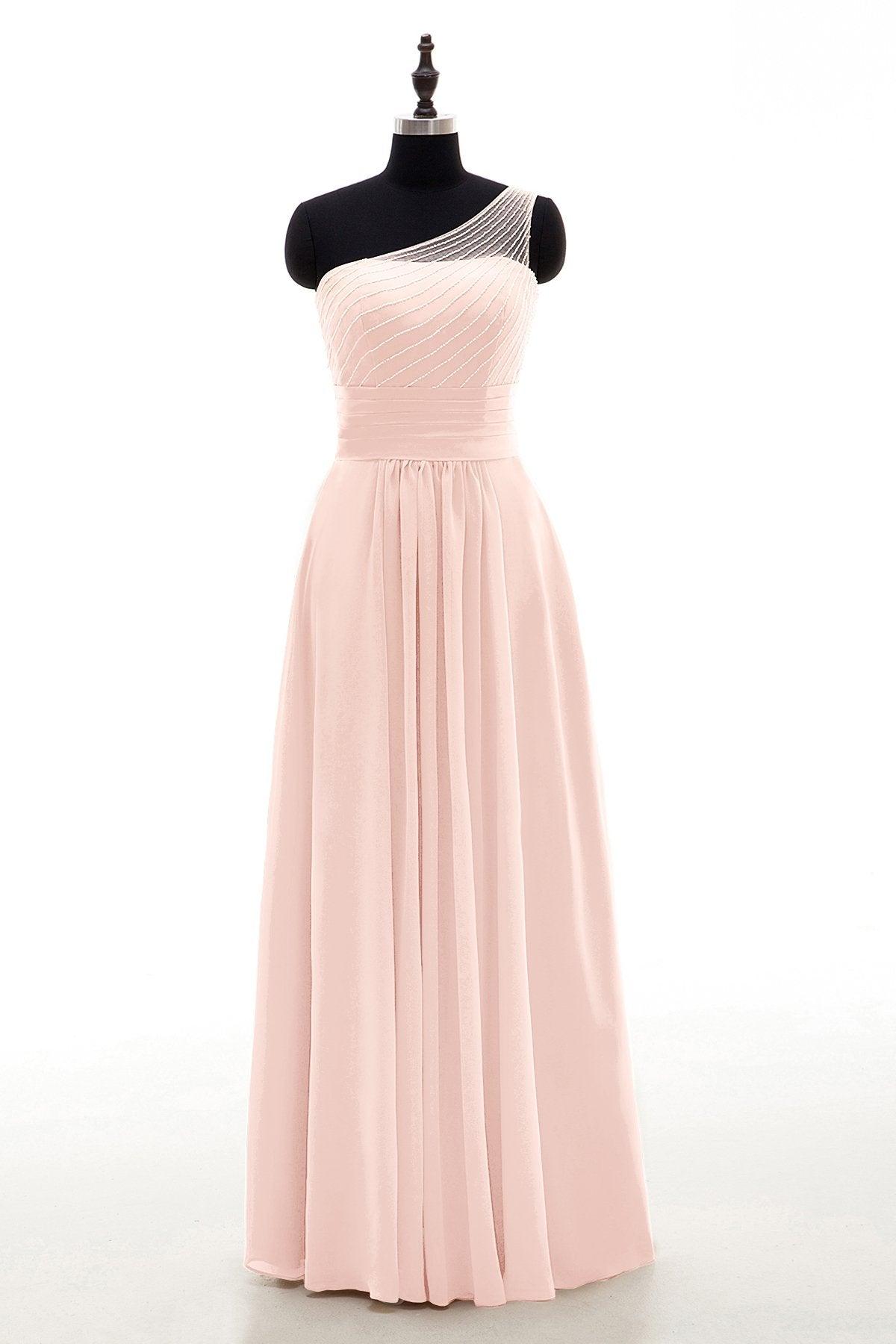 Sheath Floor Length Chiffon Bridesmaid Dress COZF1409A - COCOMELODY