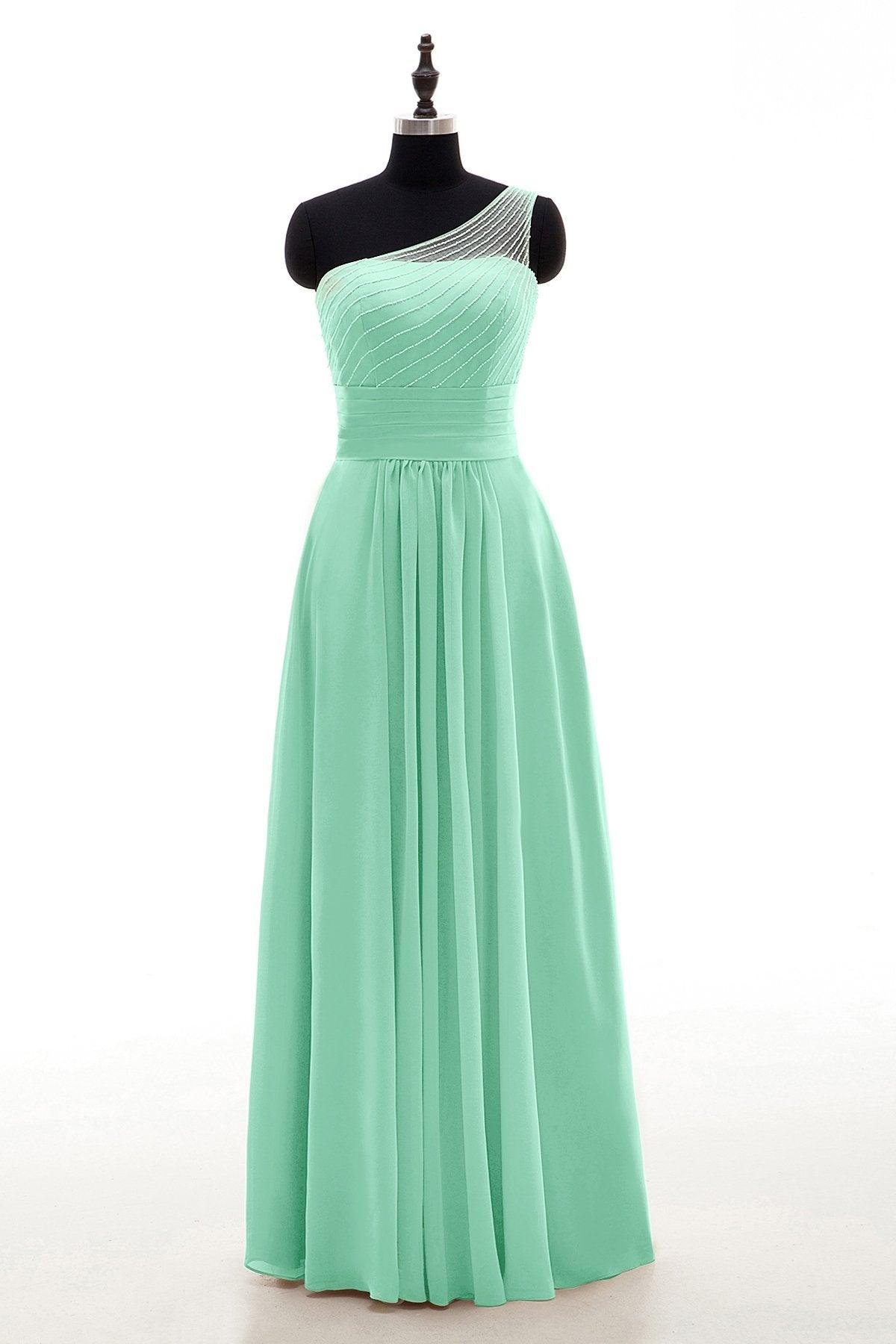 Sheath Floor Length Chiffon Bridesmaid Dress COZF1409A - COCOMELODY