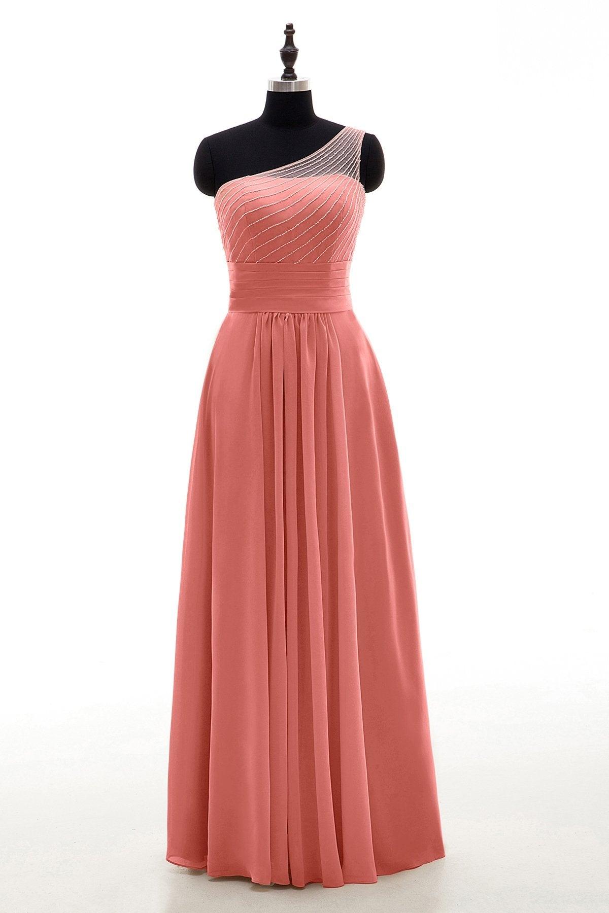 Sheath Floor Length Chiffon Bridesmaid Dress COZF1409A - COCOMELODY