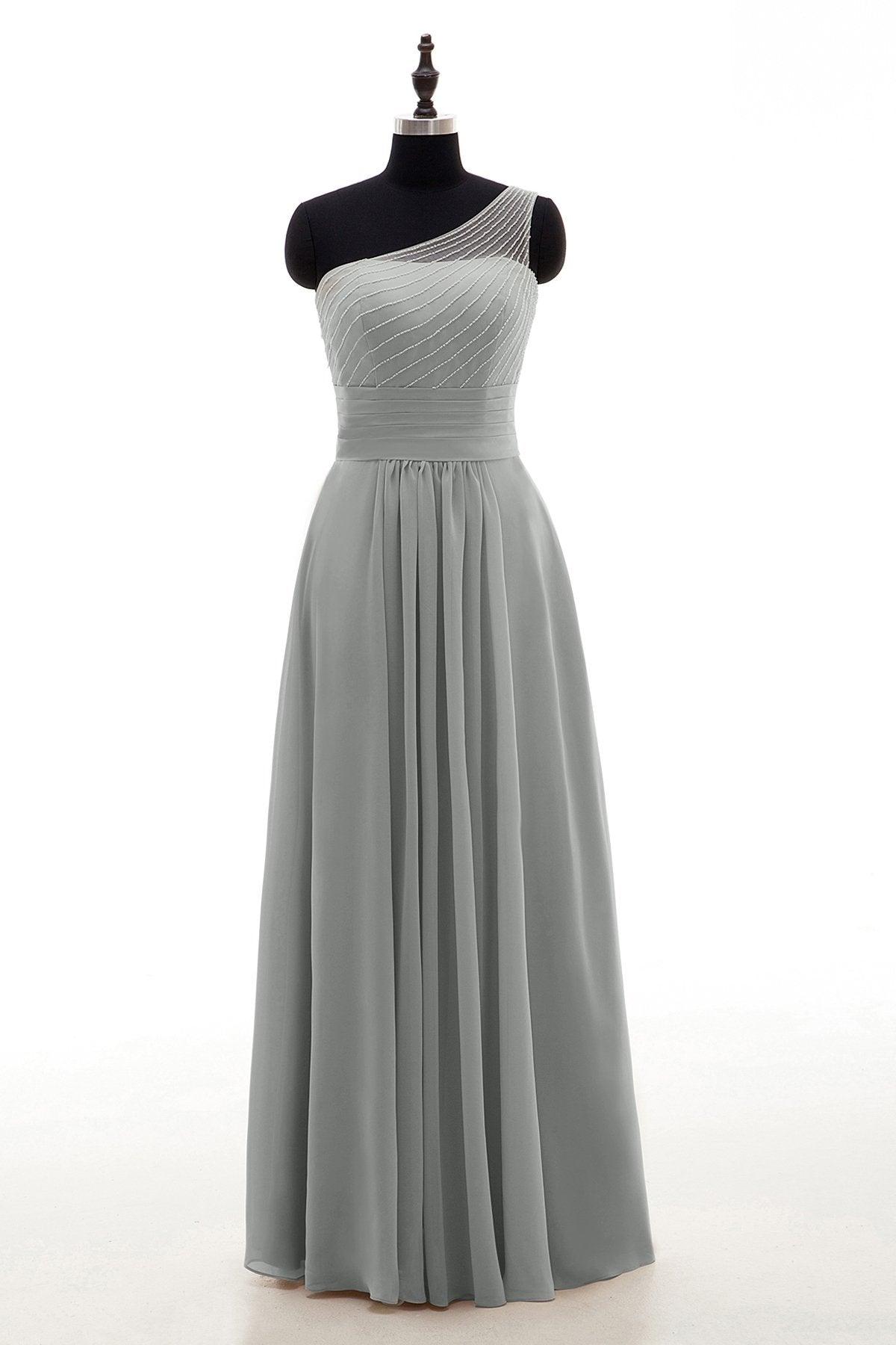 Sheath Floor Length Chiffon Bridesmaid Dress COZF1409A - COCOMELODY