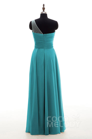 Sheath Floor Length Chiffon Bridesmaid Dress COZF1409A - COCOMELODY