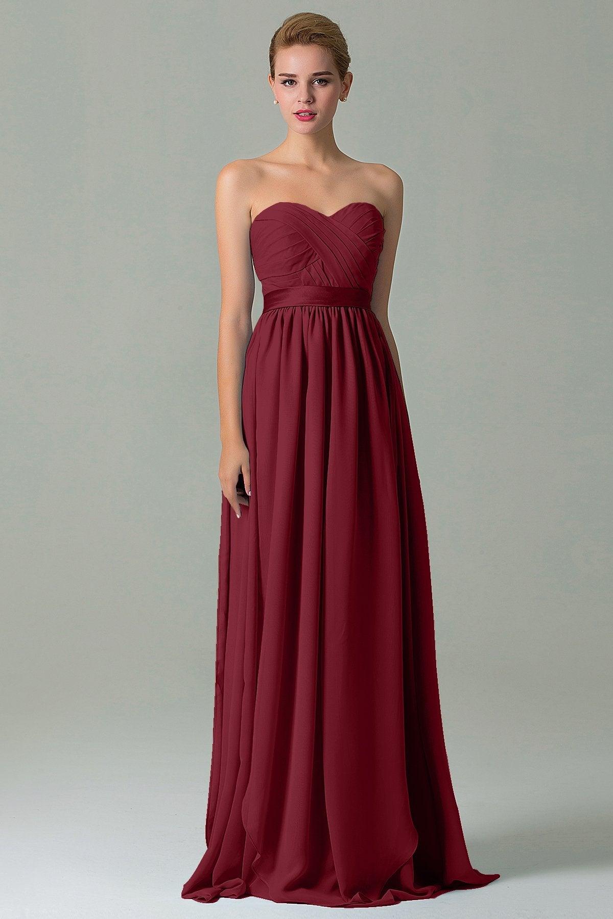 Sheath Floor Length Chiffon Bridesmaid Dress COZF140A1 - COCOMELODY