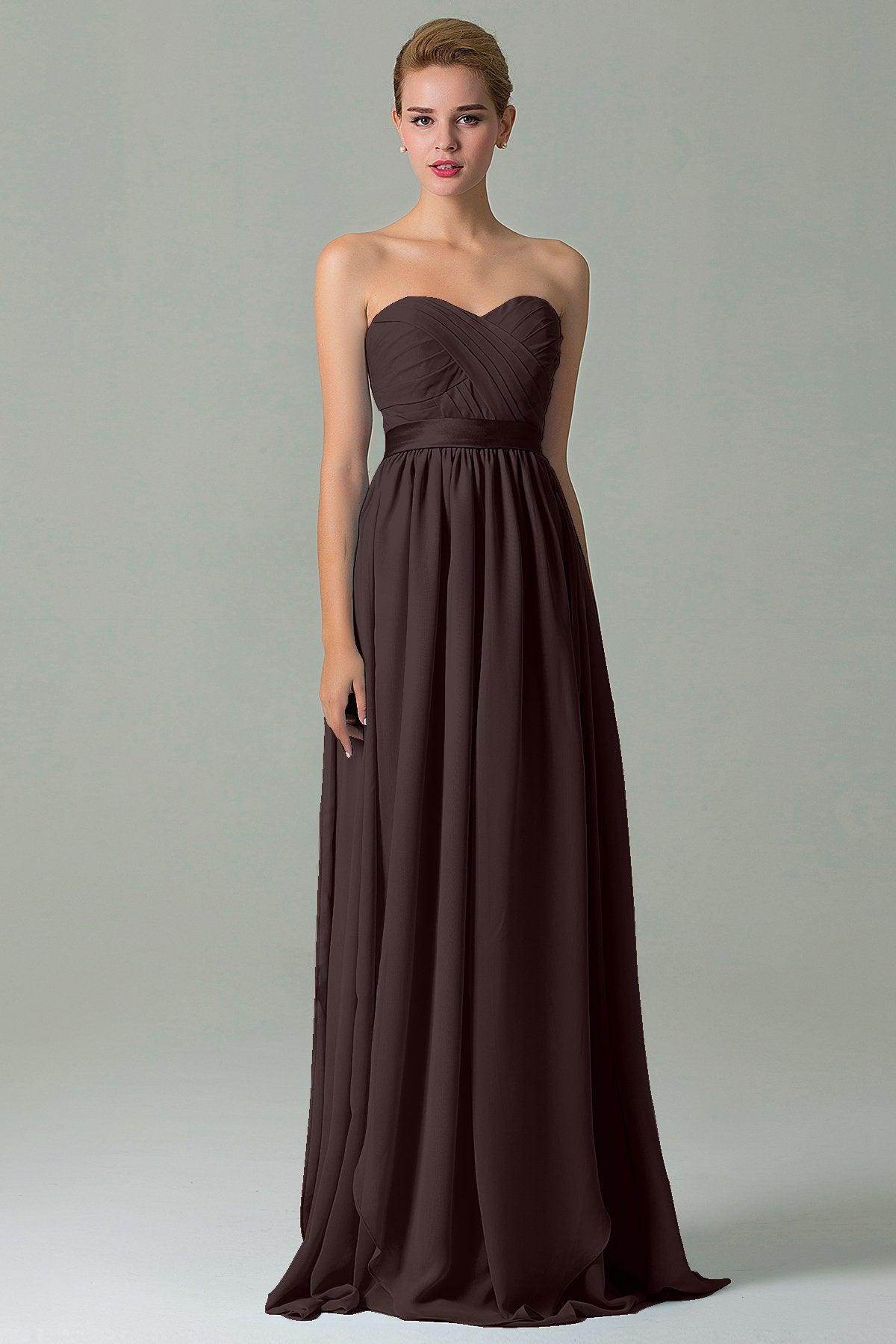 Sheath Floor Length Chiffon Bridesmaid Dress COZF140A1 - COCOMELODY